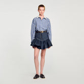 Mini denim ruffled skirt Deep Blue Sandro Women