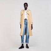 Pleated trench coat with belt Beige Sandro Women