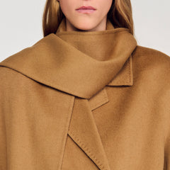 Oversized Wool Coat Camel Sandro Women