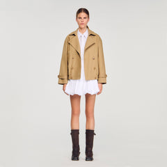 Short oversized trench coat Beige Sandro Women