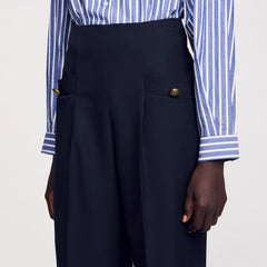 Wide legs trousers Navy Blue Sandro Women