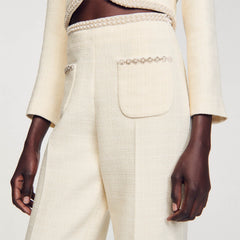 Tweed trousers Ecru Sandro Women