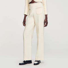 Tweed trousers Ecru Sandro Women