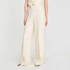 Tweed rhinestone-covered trousers Ecru Sandro Women
