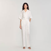 Jacquard flowers trousers White Sandro Women