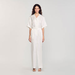 Jacquard flowers trousers White Sandro Women