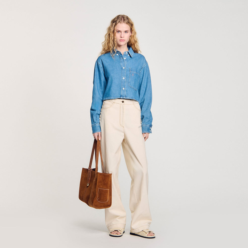 Lace-up jeans Sand Sandro Women