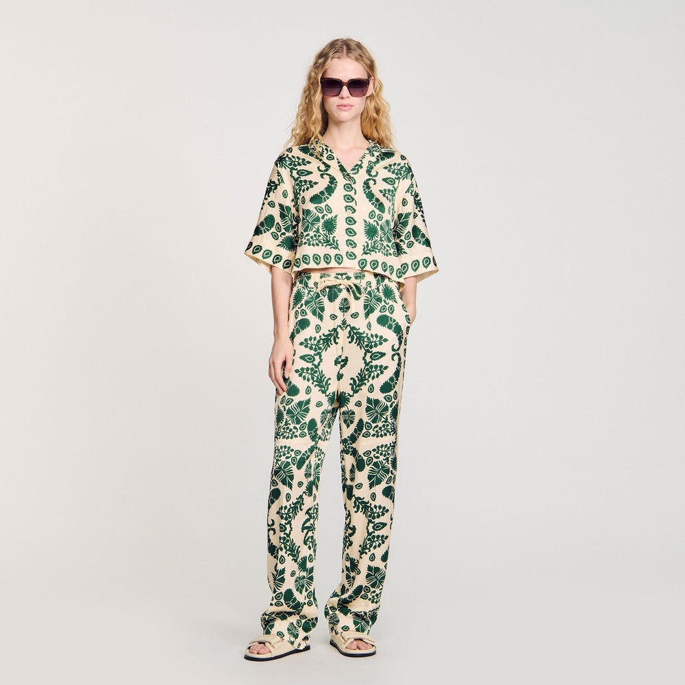 Floral pants Ecru / Green Sandro Women
