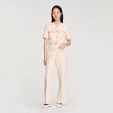 Decorative tweed trousers Ecru / Pink Sandro Women