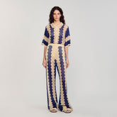 Two-tone open weave pants Blue / Ecru Sandro Women