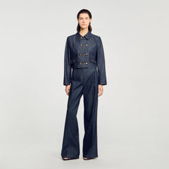 Denim suit trousers Deep Blue Sandro Women