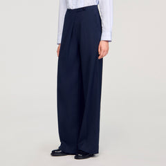 Asymmetric straight-leg trousers Navy Blue Sandro Women