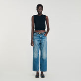Ruffled cropped sweater Black Sandro Women