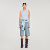 Ruffled cropped sweater Sky Blue Sandro Women
