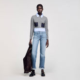 Cropped wool and cashmere sweater Grey Sandro Women