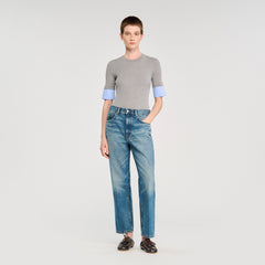 Sweater with contrast short sleeves Grey Sandro Women