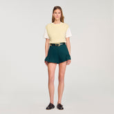 Dual-material knit sweater Light Yellow Sandro Women