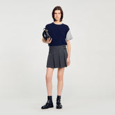 Dual-material knit sweater Navy / Grey Sandro Women
