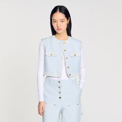 Ribbed sweater with Tunisian collar White Sandro Women