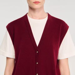 Two-tone wool and cashmere sweater Bordeaux Sandro Women