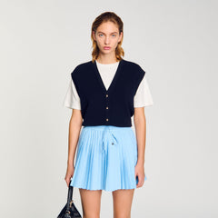 Two-tone wool and cashmere sweater Dark Navy Sandro Women