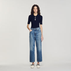 Polo-neck sweater Navy Blue Sandro Women