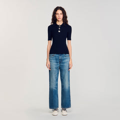 Polo-neck sweater Navy Blue Sandro Women