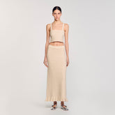 Rhinestone knit crop top Beige Sandro Women