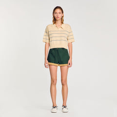 Cropped striped knitted sweater Ecru Sandro Women