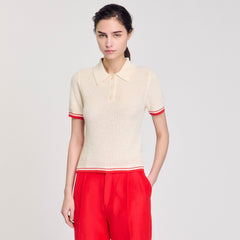 Polo-neck sweater Ecru Sandro Women