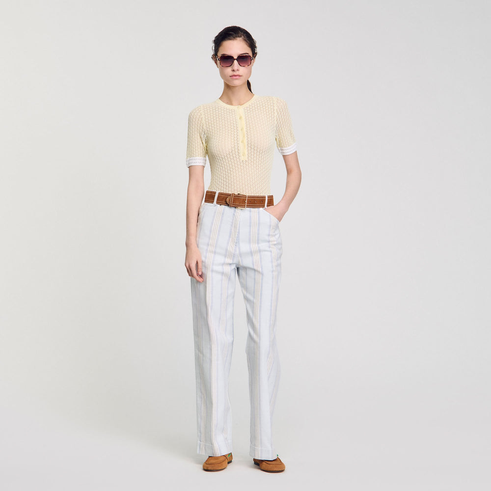 Short-sleeved sweater Light Yellow Sandro Women