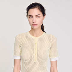 Short-sleeved sweater Light Yellow Sandro Women