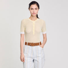 Short-sleeved sweater Light Yellow Sandro Women