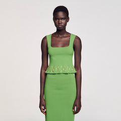 Knit top with charms Green Sandro Women