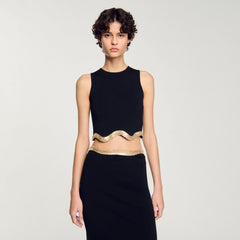 Cropped top with chain detail Black Sandro Women