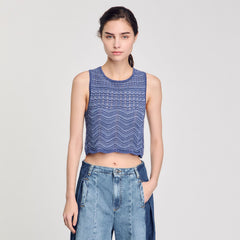 Glitter knit sweater Royal Blue Sandro Women