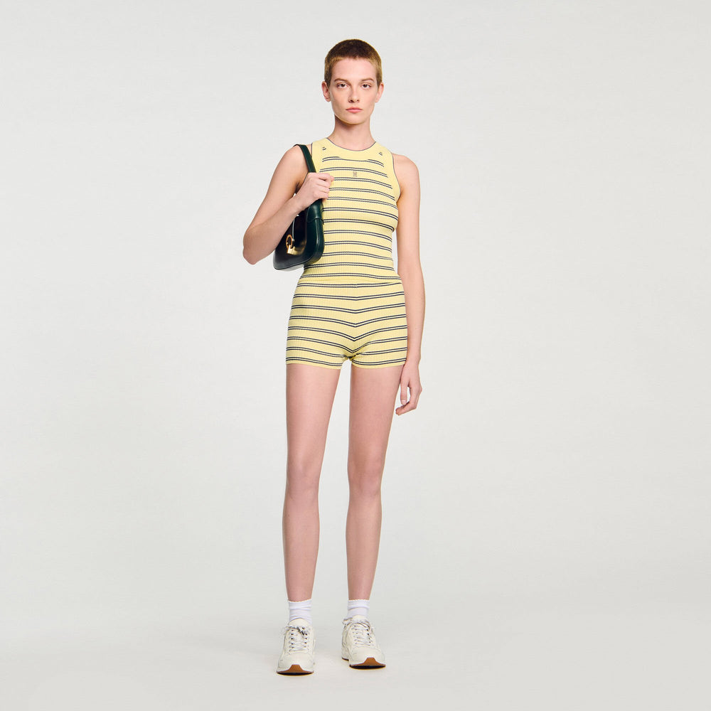 Striped knit vest top Light Yellow Sandro Women