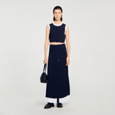 Two-tone cropped cardigan Navy Blue Sandro Women