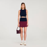 Two-tone knit top Navy Blue Sandro Women