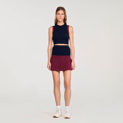 Two-tone knit top Navy Blue Sandro Women