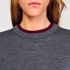 Two-tone cropped sweater Grey Sandro Women