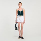 Two-tone knit vest top Bottle Green Sandro Women