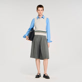 Sleeveless cropped cable knit sweater Grey Sandro Women