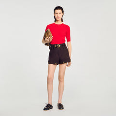 Argyle polo-neck sweater Red Sandro Women