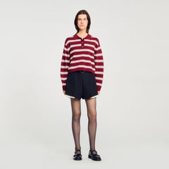 Striped polo sweater Bordeaux Sandro Women
