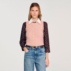 Twisted sleeveless sweater Poudre Pink Sandro Women