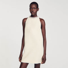Dress with jewelry collar Ecru Sandro Women