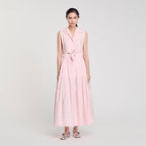 Rhinestone tie-front maxi dress Light Pink Sandro Women