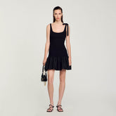 Dual-material mini dress Black Sandro Women