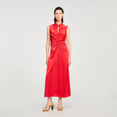 Draped satin-effect dress Red Sandro Women